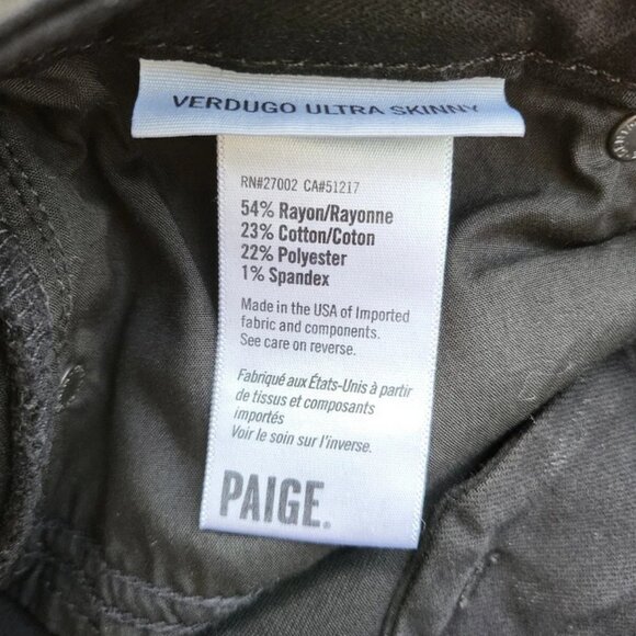 NWT Paige Verdugo Ultra Skinny Dark Out Destructed Black Jeans Size 29 - Picture 2 of 5